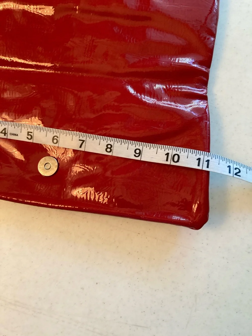 VTG Red Patent Wristlet Clutch with Stud & Grommet Detail - Picture 8 of 10